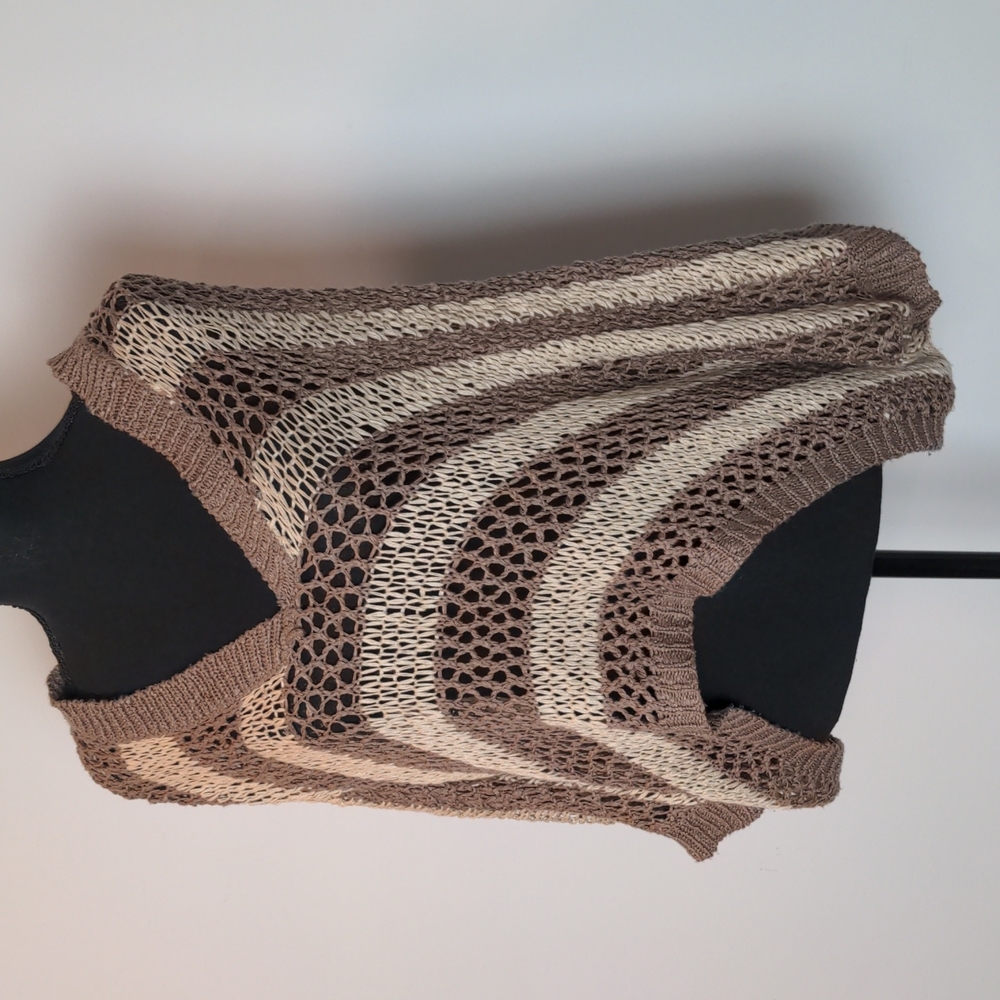 Brown & Cream Crochet Sweater Top